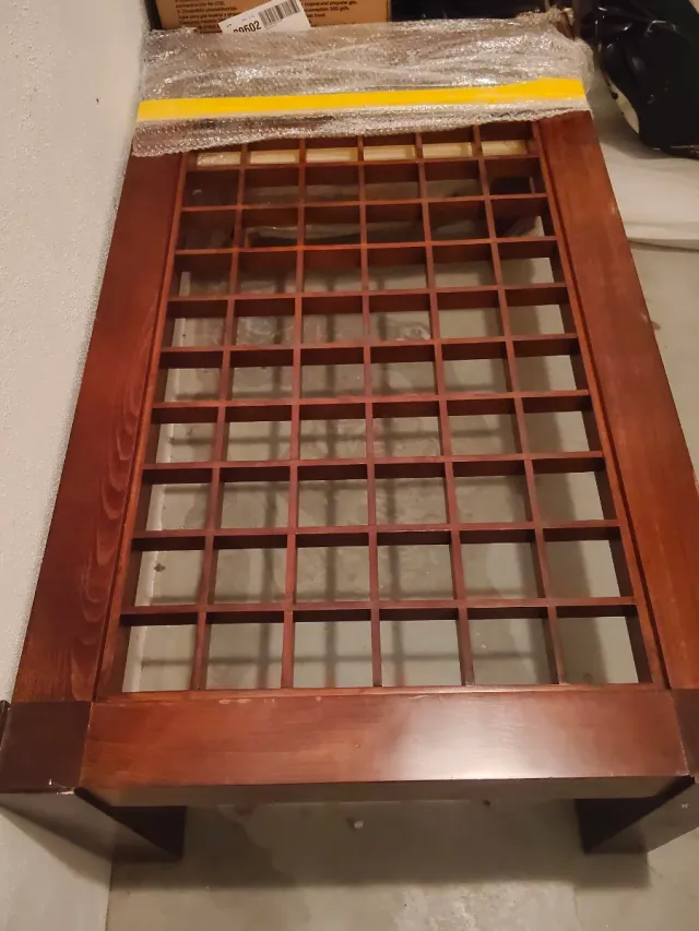 Mesa baja de salón de madera con cristal , madera