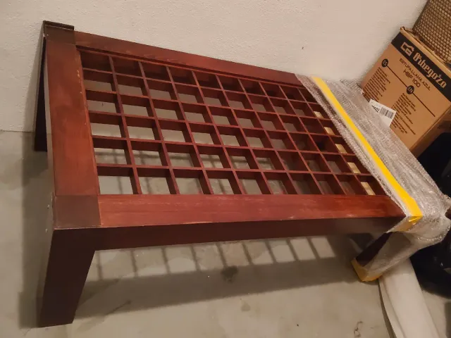 Mesa baja de salón de madera con cristal , madera