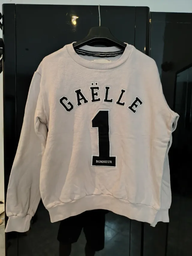 Felpa Gaelle donna beige con numero 1