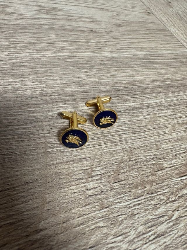 Gemelos Burberry Azul y Dorado