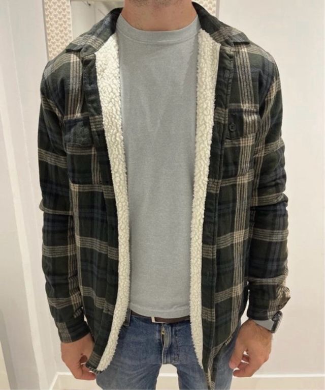 Camisa de cuadros con borrego talla M