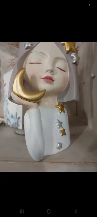 Vaso resina bambolina moda luna stelle