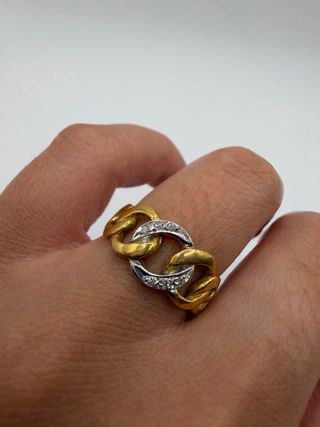 Anillo Oro 18k Cadena con Diamantes
