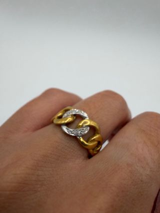Anillo Oro 18k Cadena con Diamantes