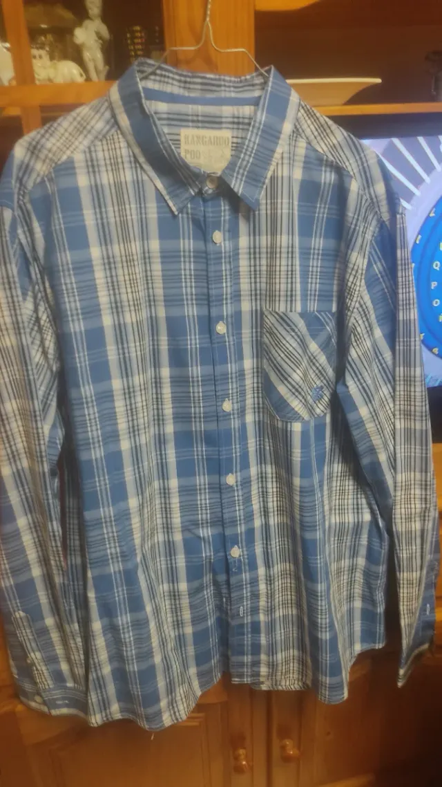 Camisa de cuadros KANGAROO POO azul y blanco