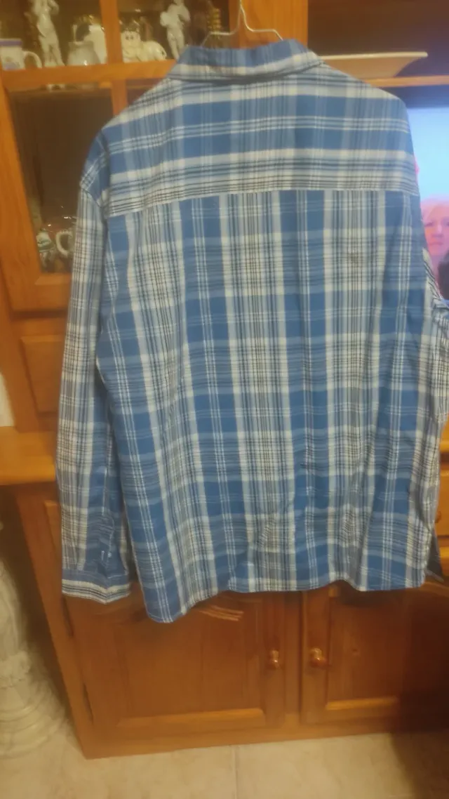 Camisa de cuadros KANGAROO POO azul y blanco