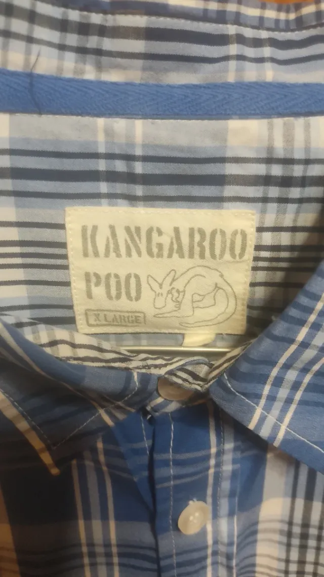 Camisa de cuadros KANGAROO POO azul y blanco