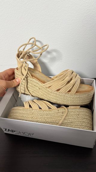 Sandalias  Beige Cuña Esparto
