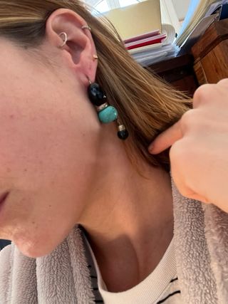 Pendientes largos piedras negras y turquesa