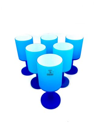 Set 6 calici satinati blu Murano vintage anni ’70