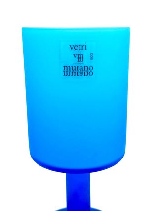 Set 6 calici satinati blu Murano vintage anni ’70