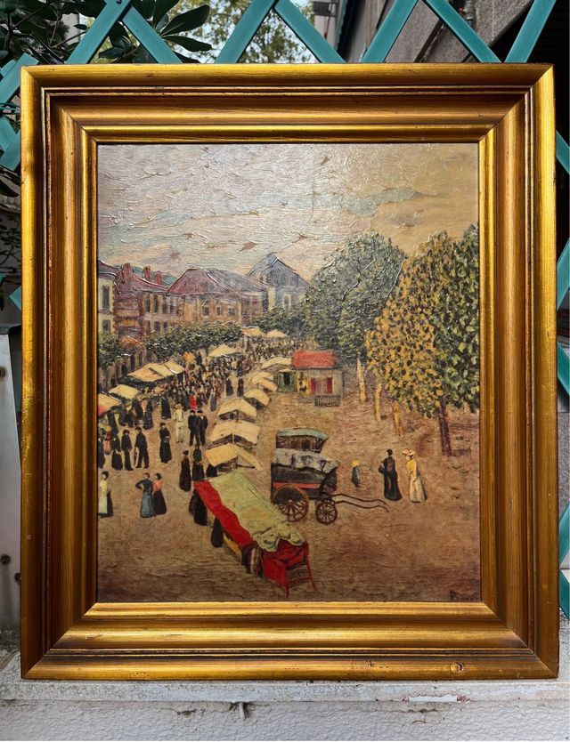 Cuadro Falso Óleo Marco Dorado