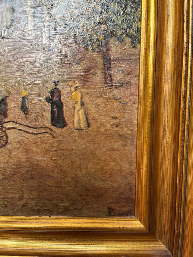 Cuadro Falso Óleo Marco Dorado