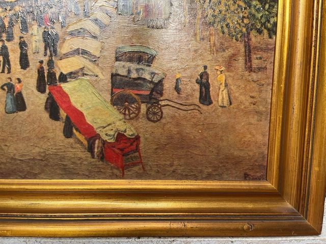 Cuadro Falso Óleo Marco Dorado