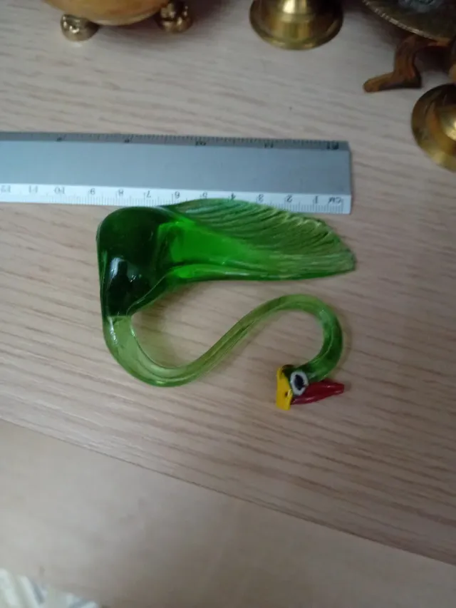 Cigno in vetro di Murano verde anni '70