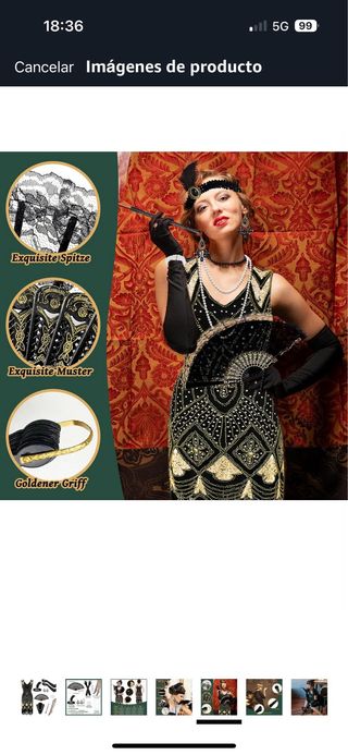 Disfraz Mujer Años 20 Negro y Dorado