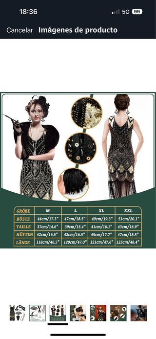 Disfraz Mujer Años 20 Negro y Dorado