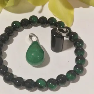 Conjunto de pulsera y colgantes piedras naturales
