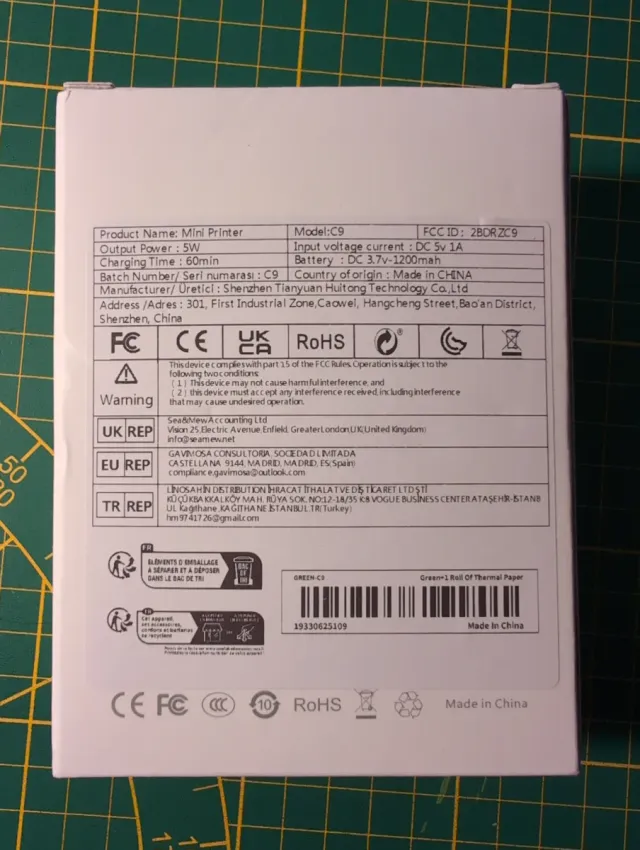 Mini impresora Bluetooth portátil gato verde