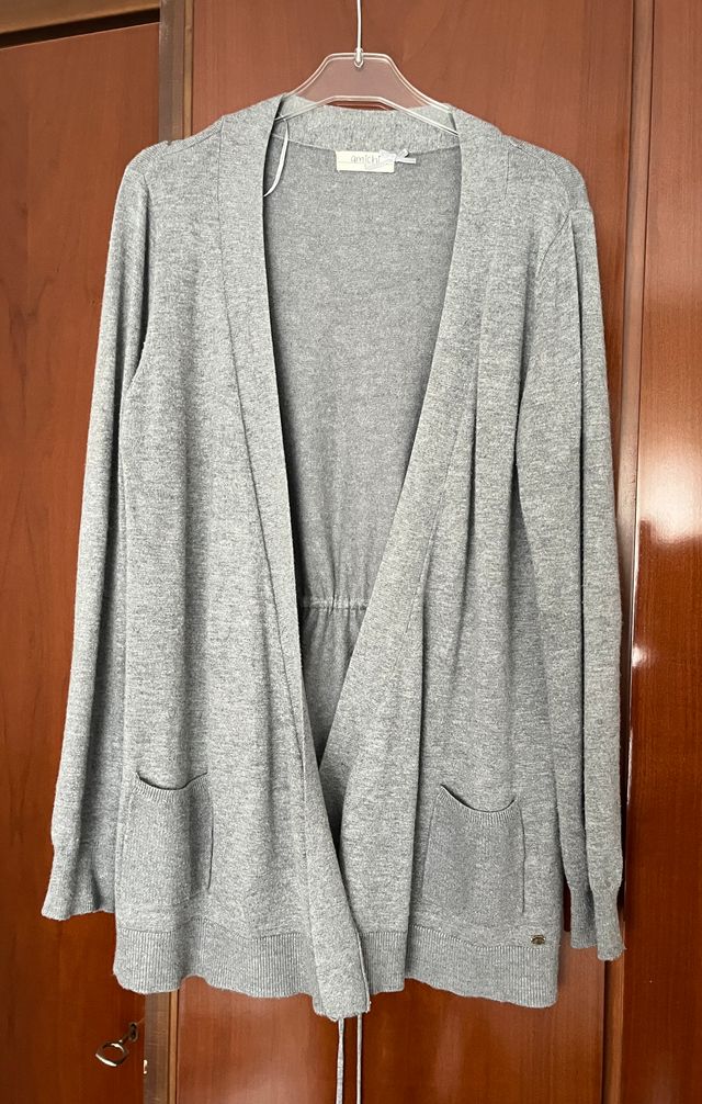 Jersey Amichi abierto punto fino gris