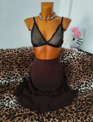 Falda vintage marrón