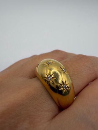 Anillo oro 18k estrellas diamantes