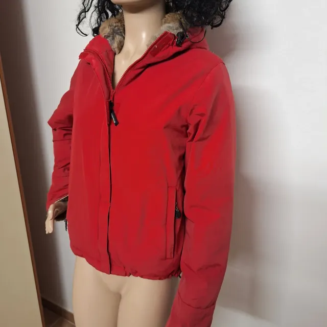 Giacca donna rossa con cappuccio