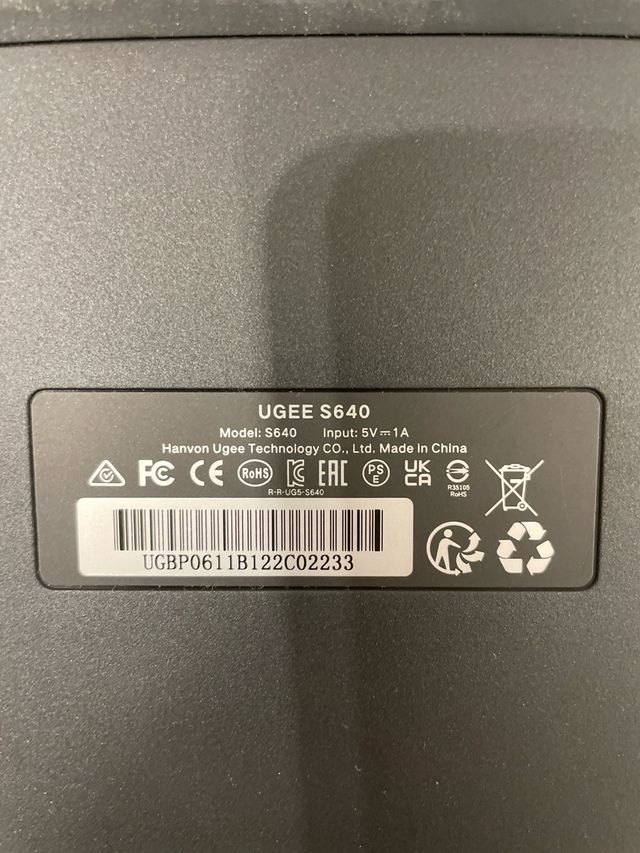 Tableta Gráfica UGEE S640 con Lápiz