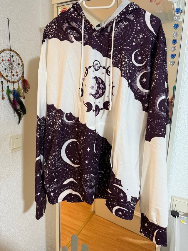 Sudadera fina con estampado de lunas y estrellas