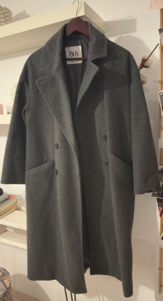 Abrigo Lana Zara Oversize Gris
