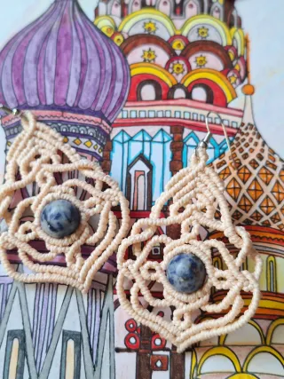 Pendientes macramé lapislázuli