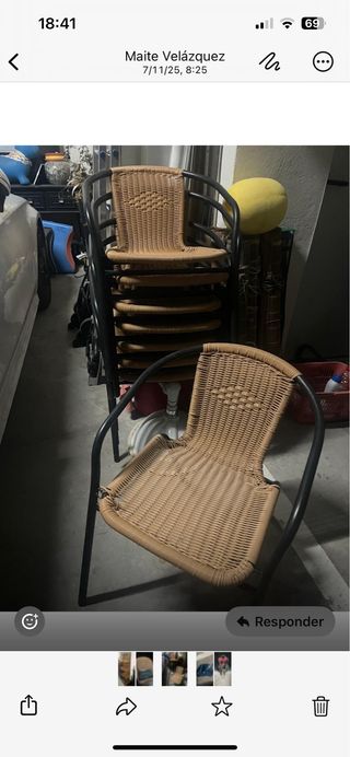 8 Sillas Exterior Metal Mimbre