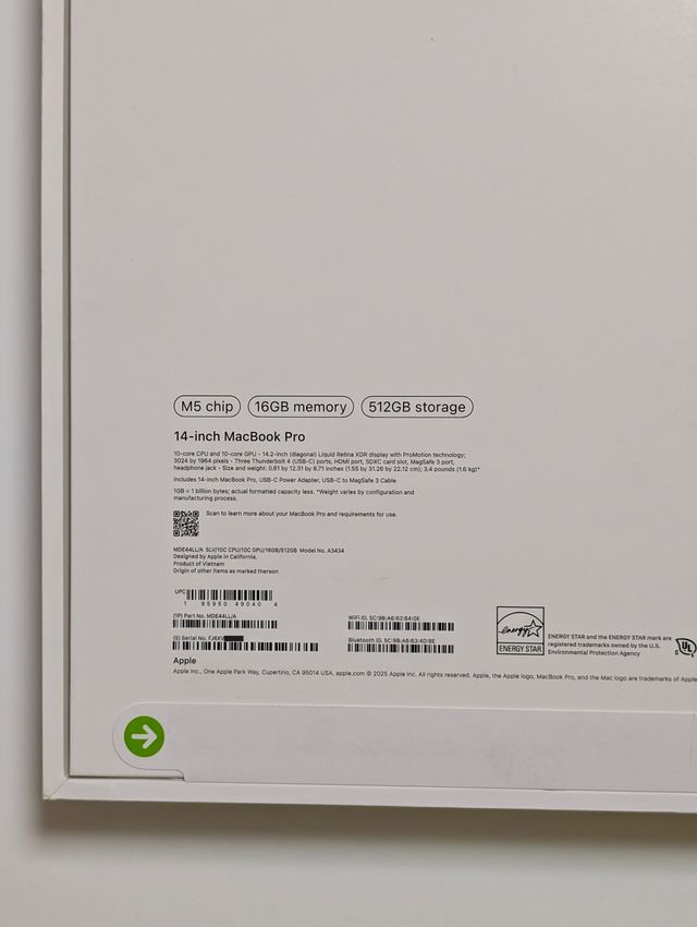 Apple Macbook Pro 14" M5 512GB 16GB Nuevo Sellado