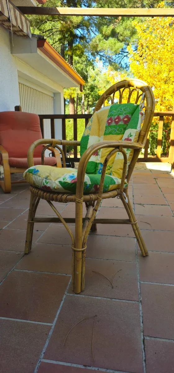 Silla de mimbre con cojin