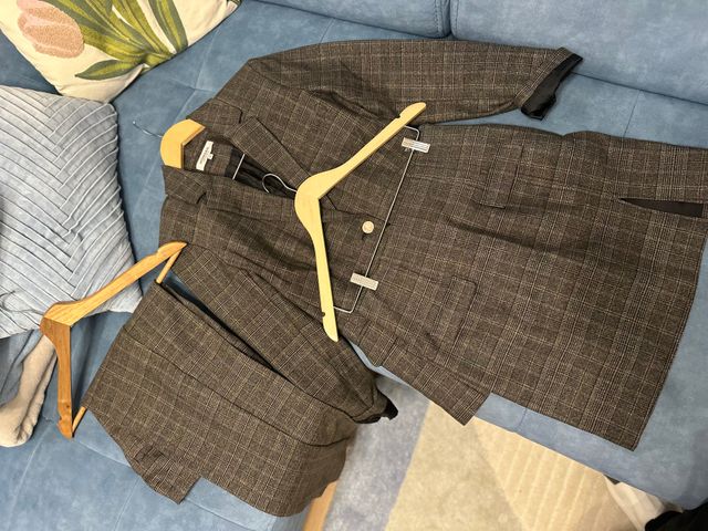 Traje de chaqueta, falda y pantalón cuadros Morgan