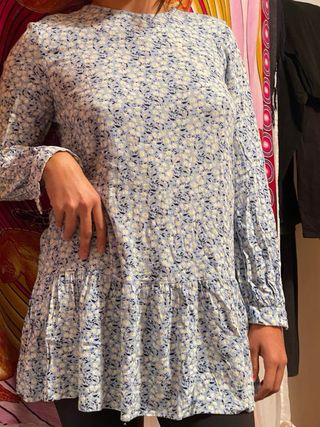 Blusa Stradivarius floral azul S