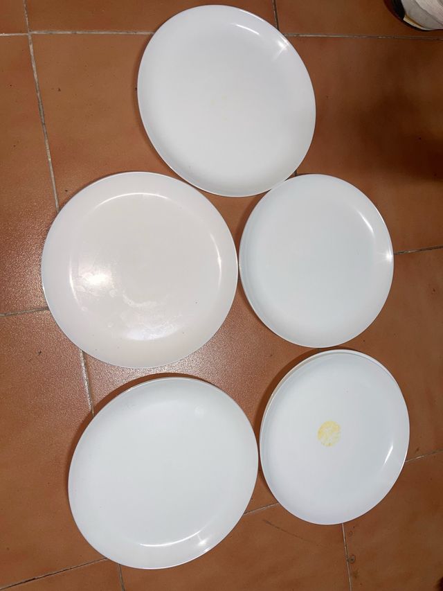 Juego 10 Platos Llanos Porcelana Blanca