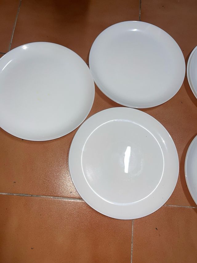 Juego 10 Platos Llanos Porcelana Blanca