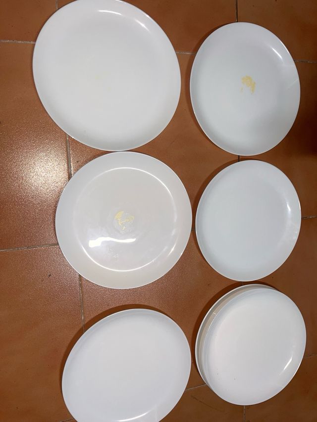 Juego 10 Platos Llanos Porcelana Blanca