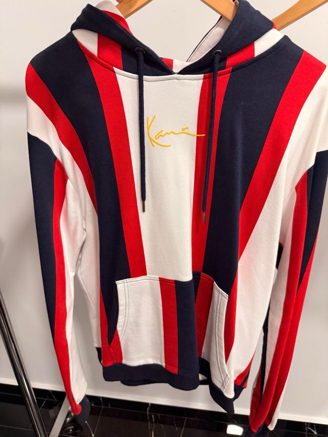 Sudadera Kani Talla M Rayas Azul, Roja y Blanca