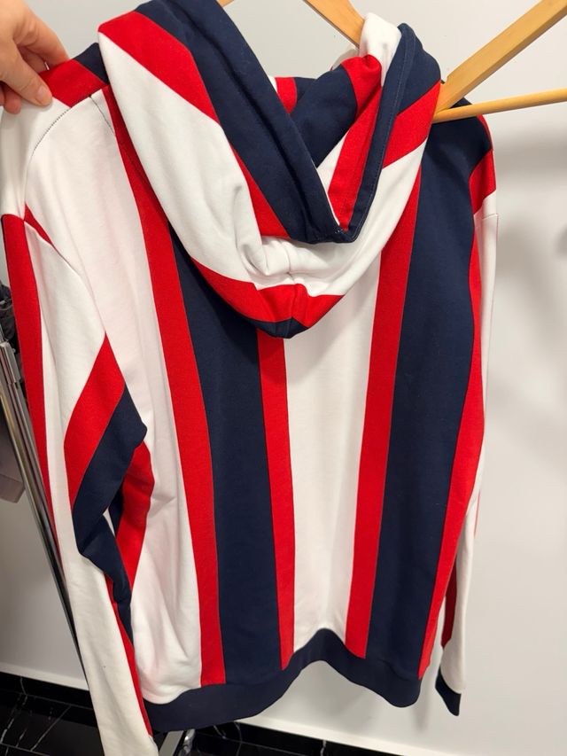 Sudadera Kani Talla M Rayas Azul, Roja y Blanca