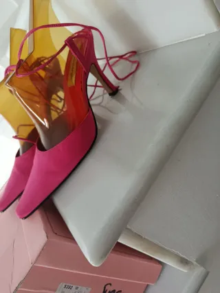 Zapatos tacón rosa fucsia mujer 38