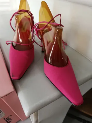 Zapatos tacón rosa fucsia mujer 38