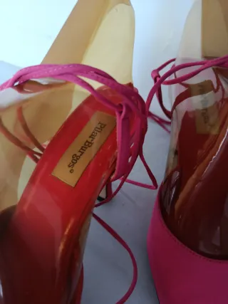 Zapatos tacón rosa fucsia mujer 38