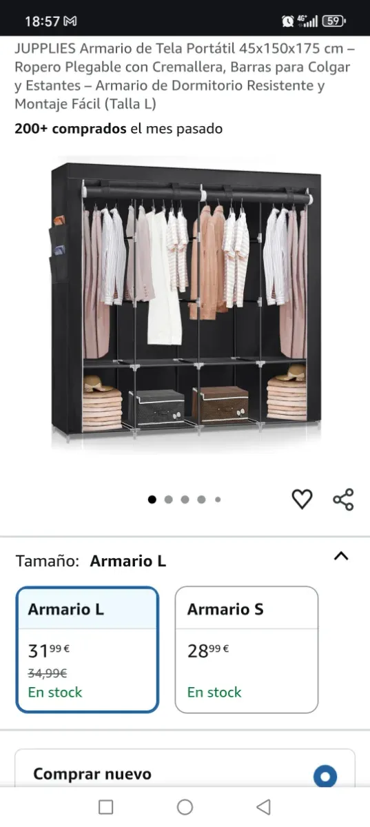 Armario Plegable Tela JUPPLIES Negro