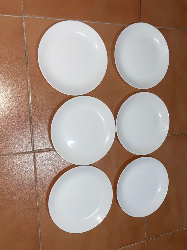 Juego 6 Platos Postre Porcelana Blanca
