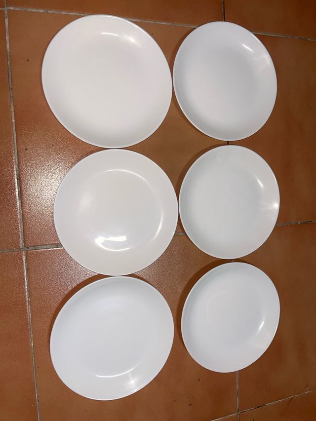 Juego 6 Platos Postre Porcelana Blanca