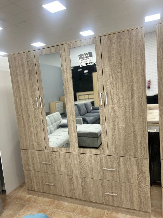Armario madera 4 puertas moderno con ESPEJO