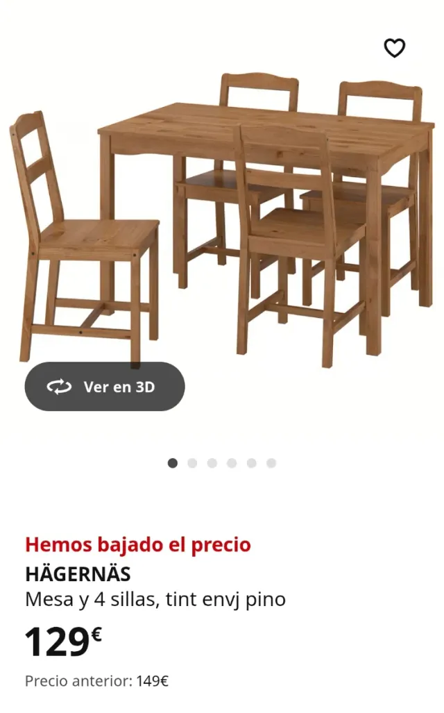 Mesa y 4 sillas HÄGERNÄS Ikea