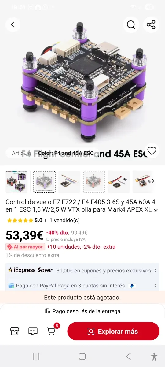 Controlador de vuelo F7 F722 BLHeli-S